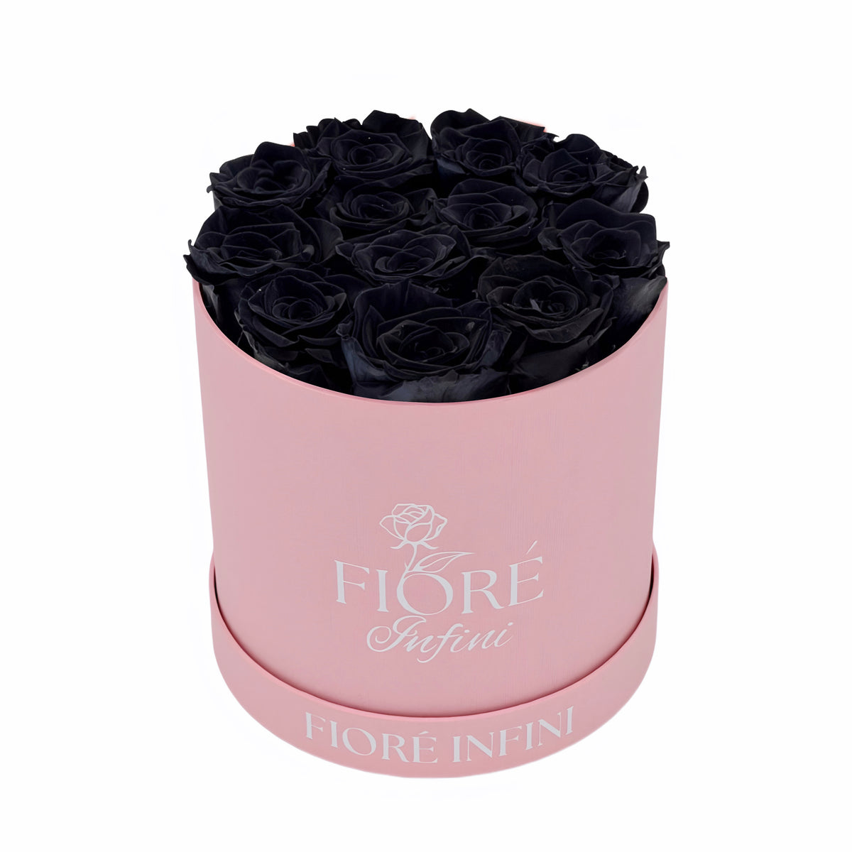 black preserved roses in a box