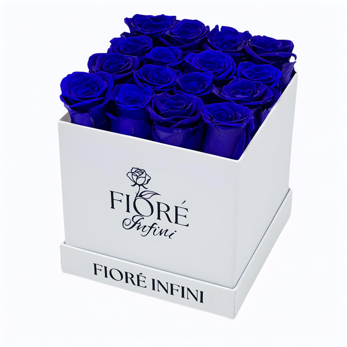 real blue roses in a box
