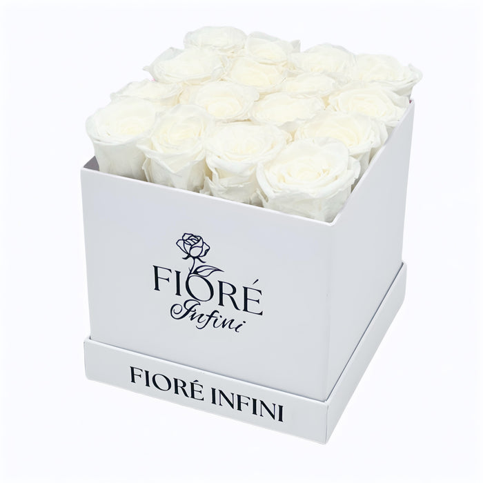 white preserved roses, luxury gift
