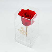 Single Forever Rose stem In A Square Acrylic Box