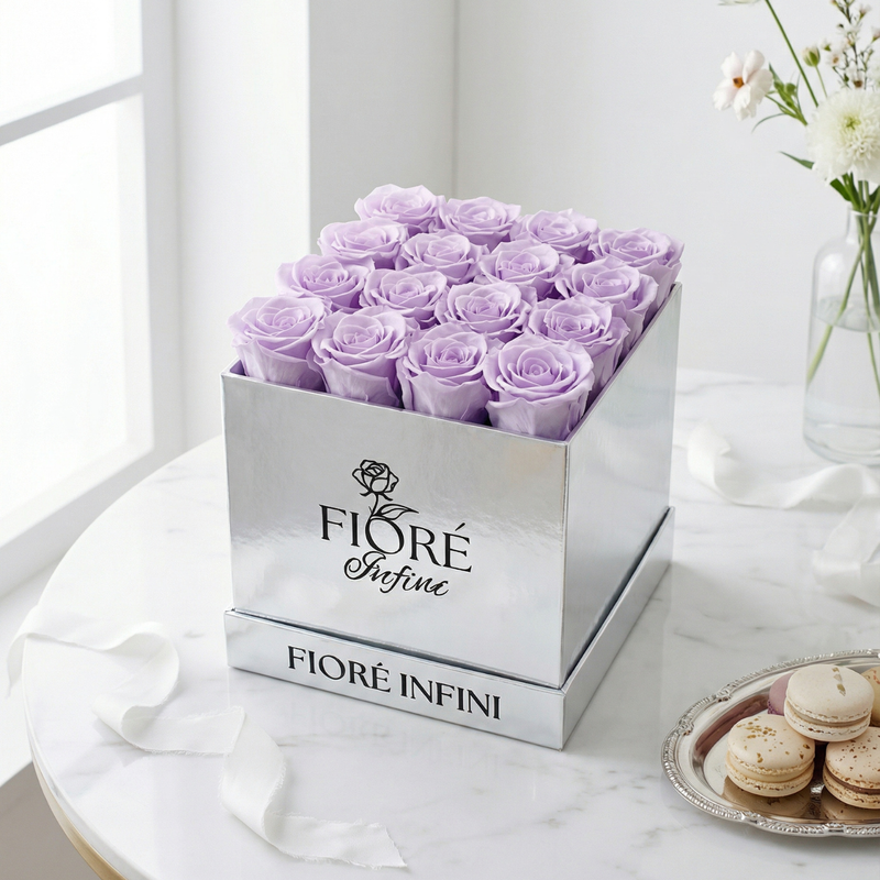 preserved roses in square boxes