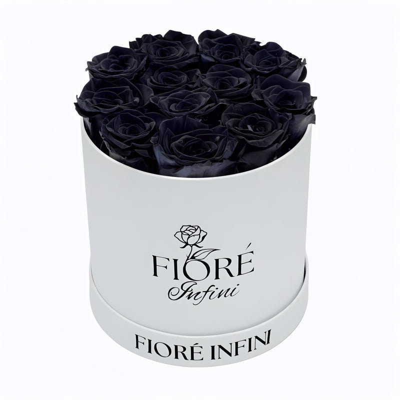 black forever roses in a box