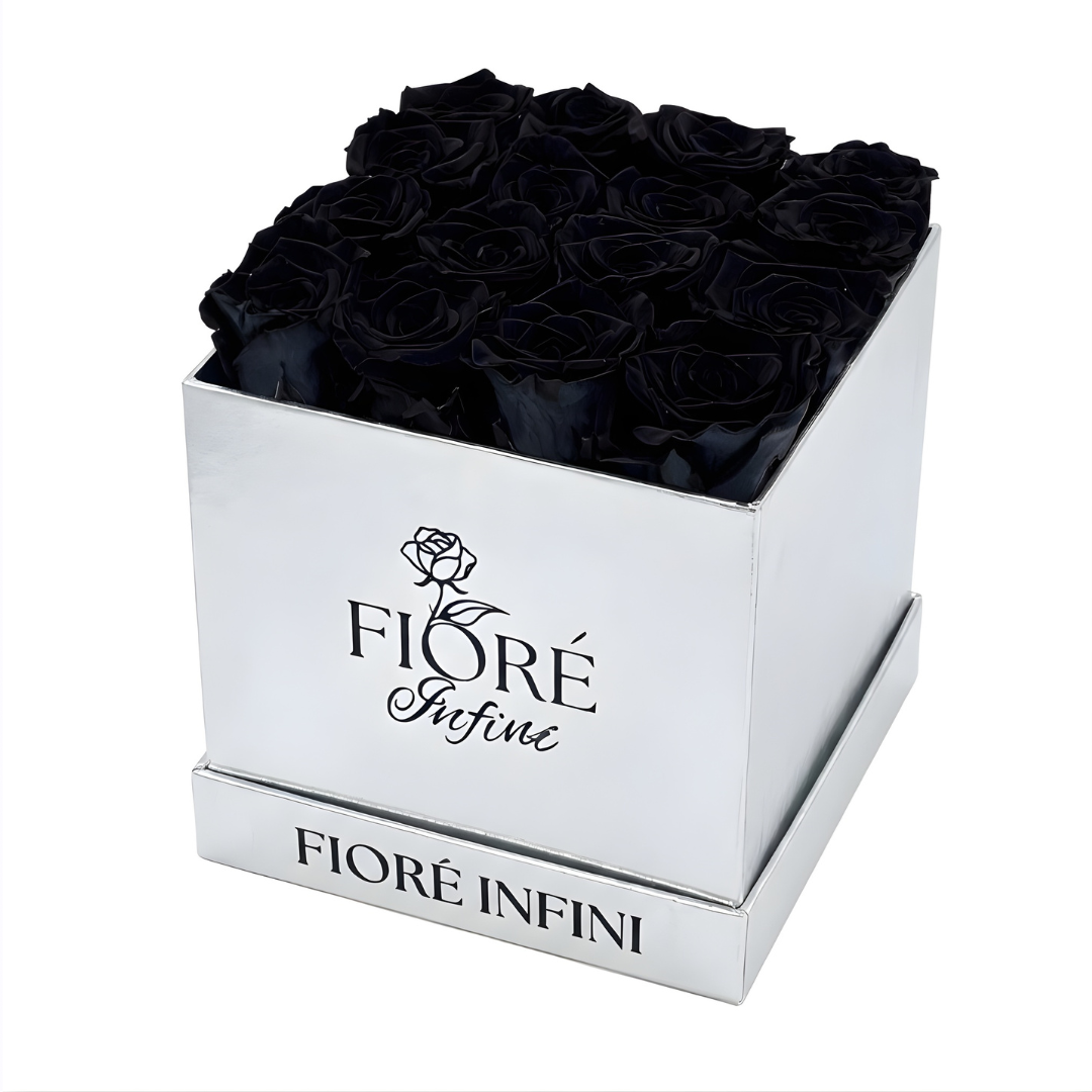 16 fresh preserved black roses