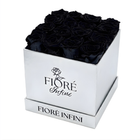 16 fresh preserved black roses