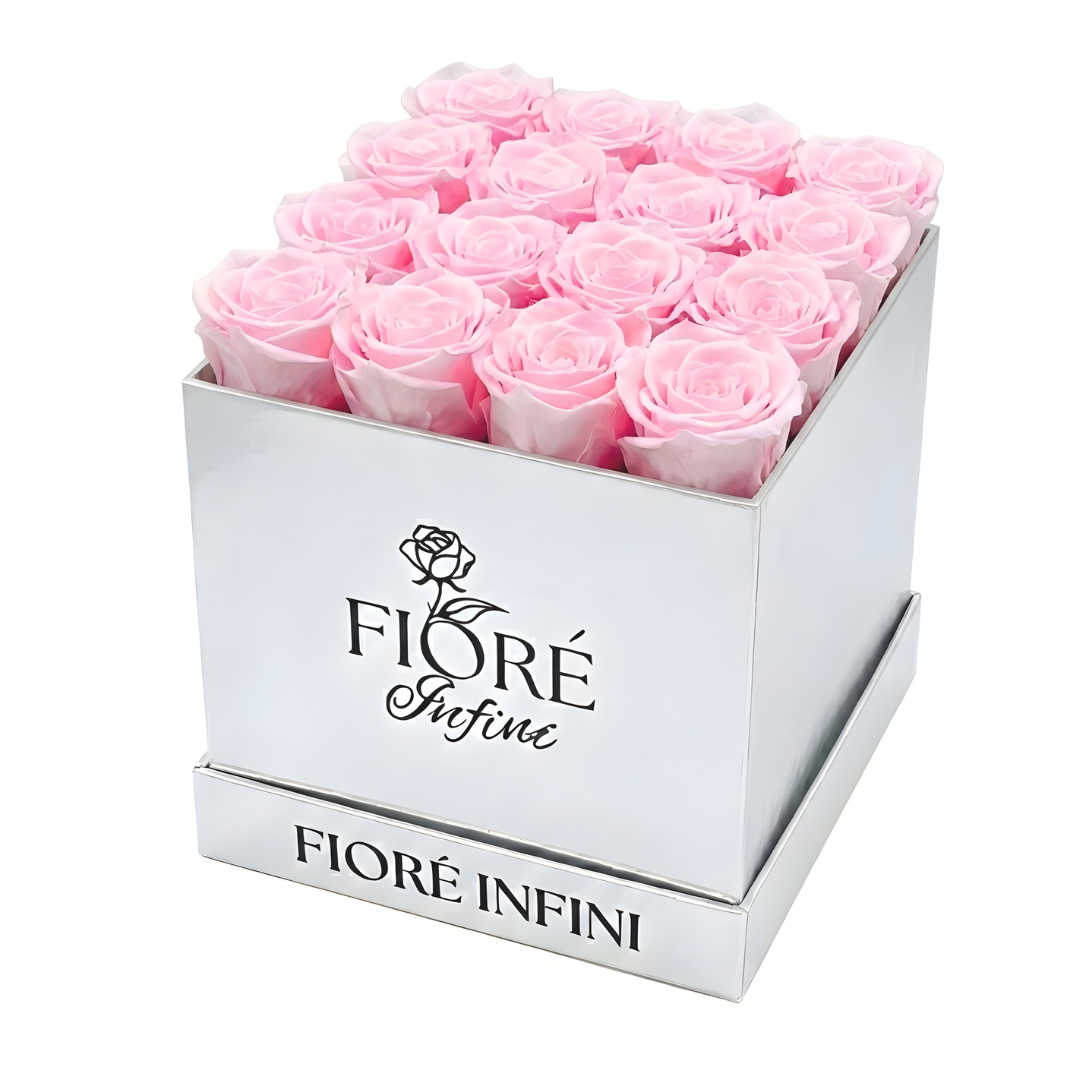 16 fresh preserved pink roses