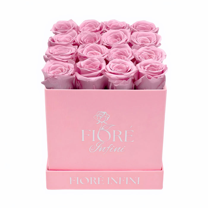 pink forever roses in pink box