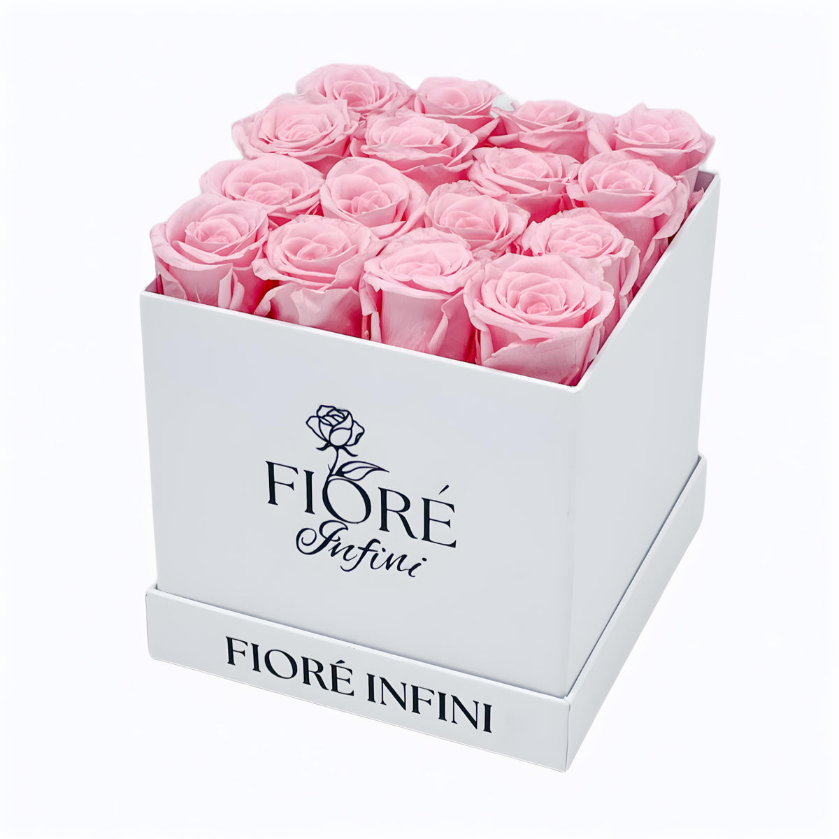 Light Pink Forever Roses In a White Square Box