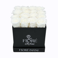 White Forever Roses In A Black Square Box 2