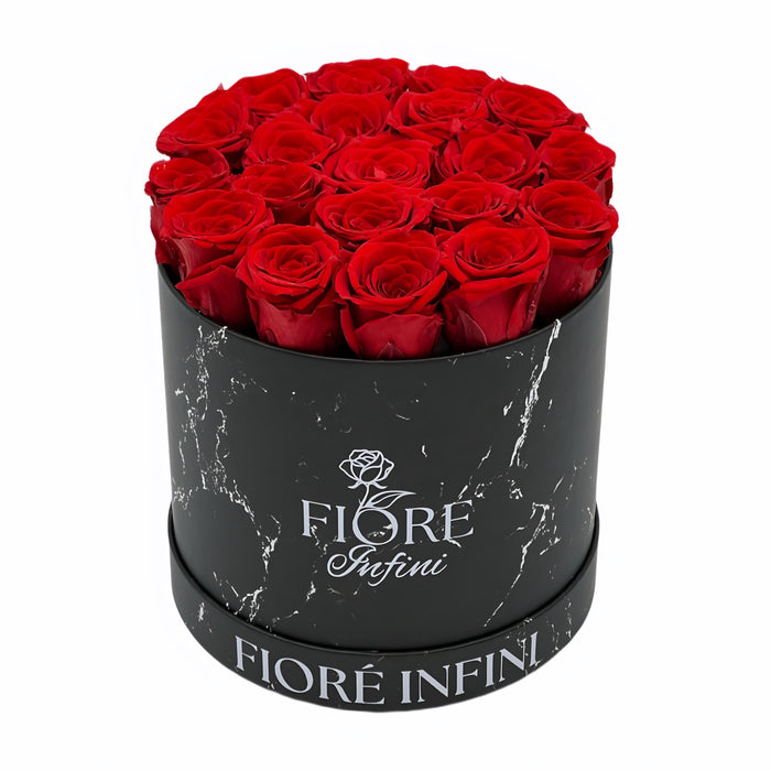 20 red roses in black marble box