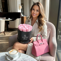influencer with fiore infini pink preserved roses